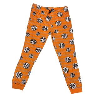Dragon Ball Z Sleep Pants Mens XL Orange Goku Kanji Striped Joggers